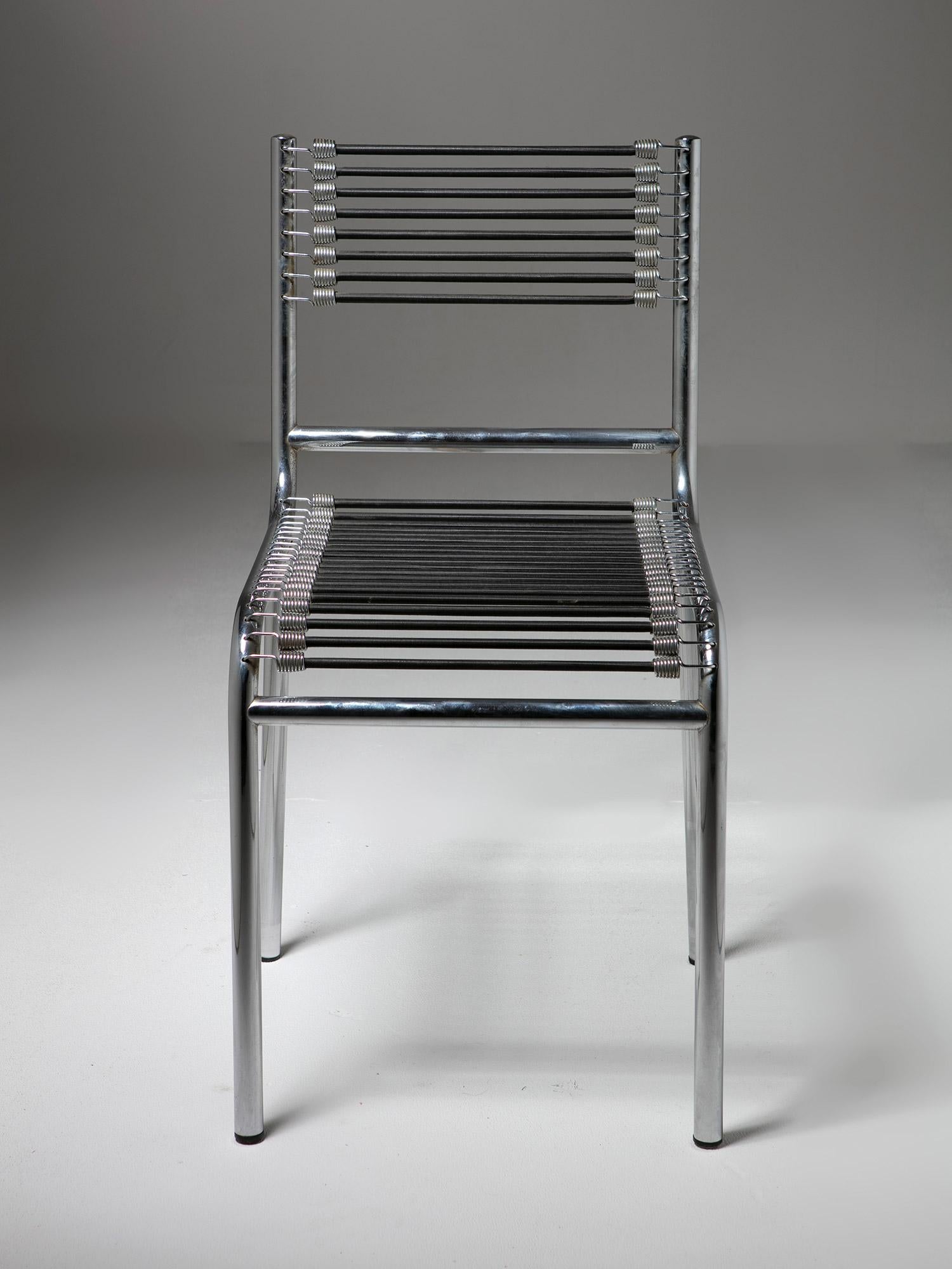 R.H. n°1, Metal Chairs by Renè Herbst, Italy, 1980s For Sale 3
