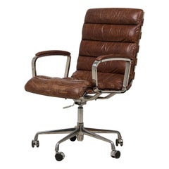 RH Oviedo Mid-Century American Style Leather Upholstered Swivel / Desk Chair
