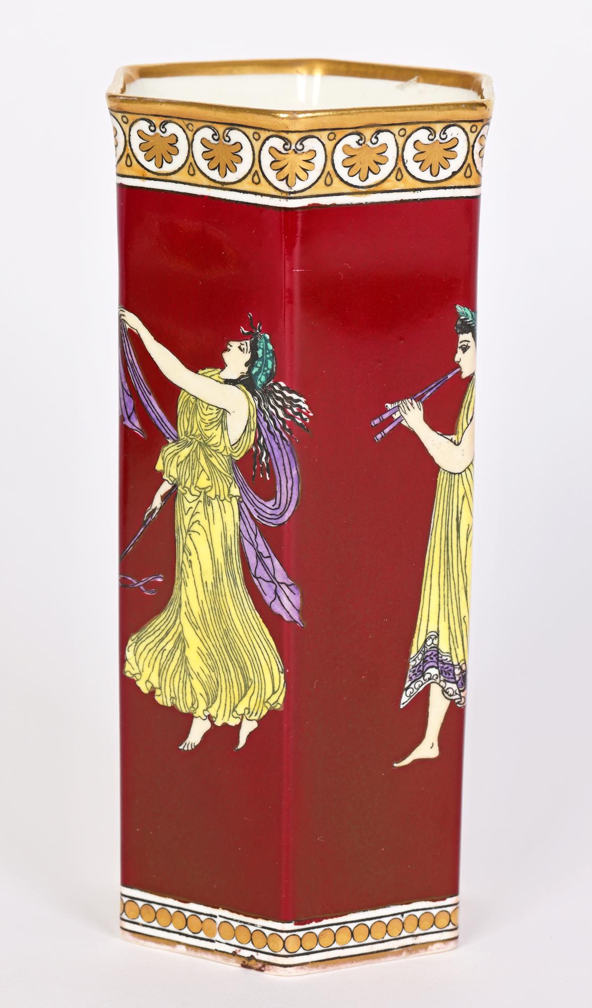 Glazed RH & SL Plant Tuscan Art Deco Grecian Ware Porcelain Vase   