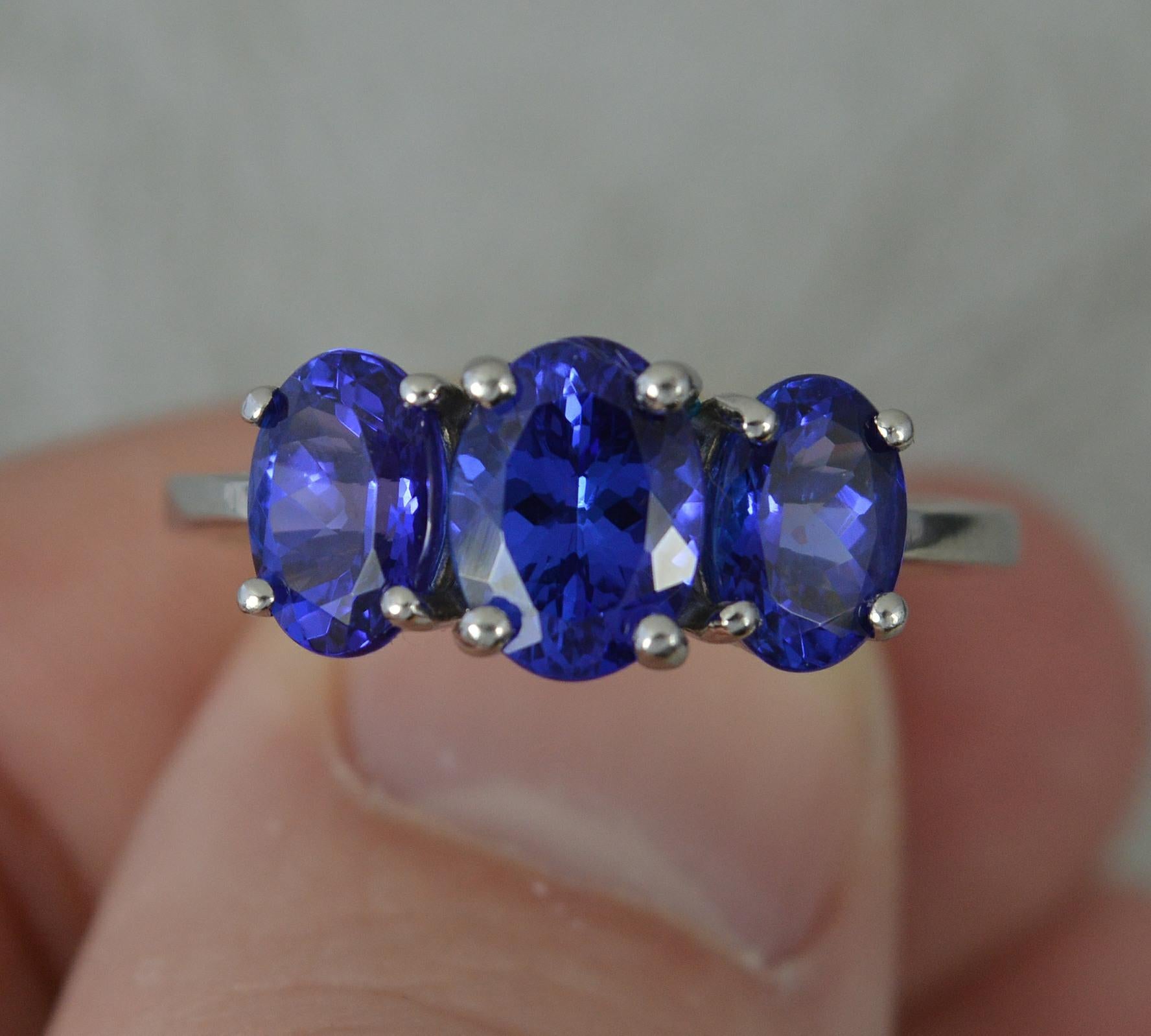 Women's Rhapsody 3.25ct AAAA Tanzanite and Platinum Trilogy Ring