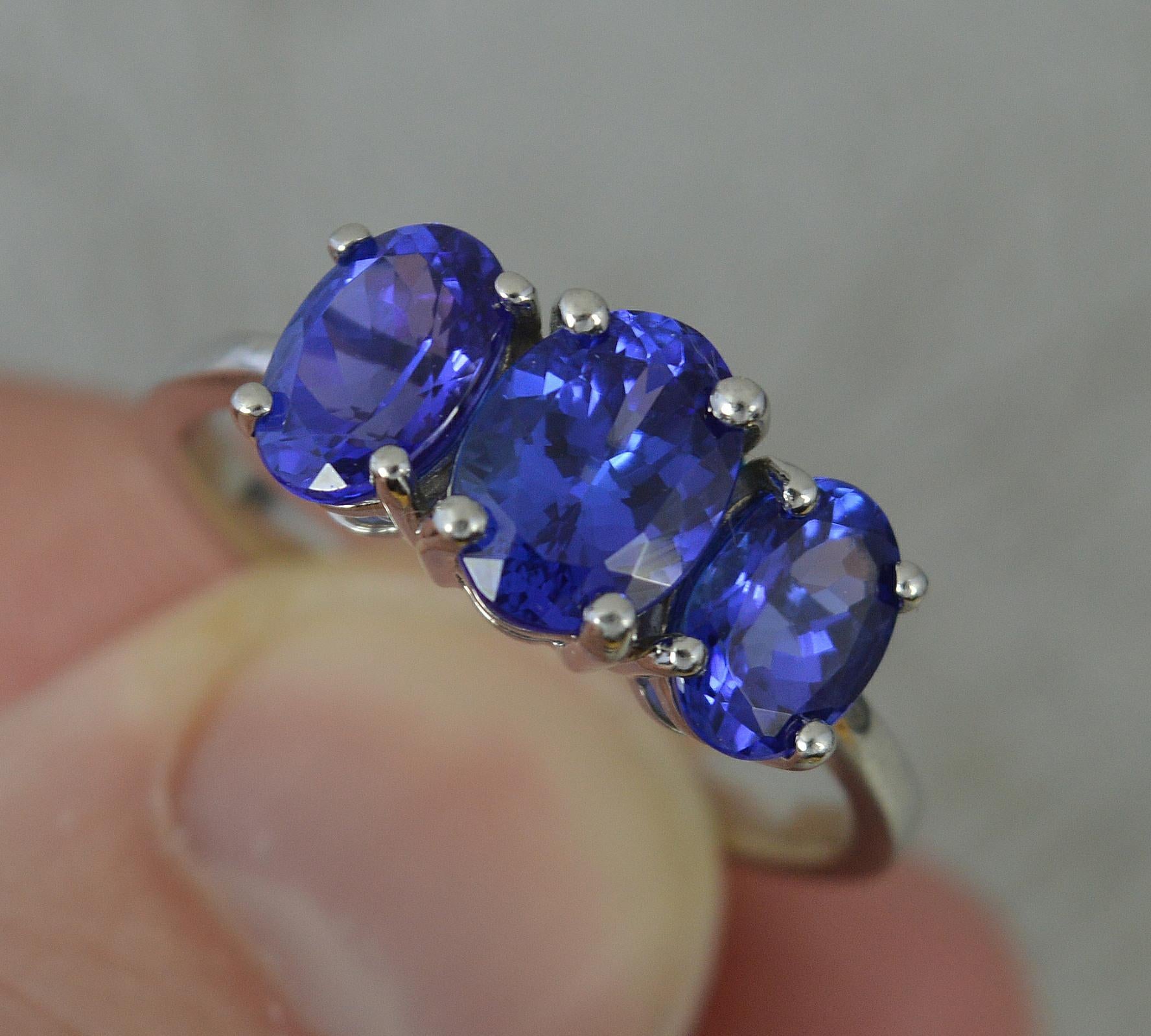 Rhapsody 3.25ct AAAA Tanzanite and Platinum Trilogy Ring 1