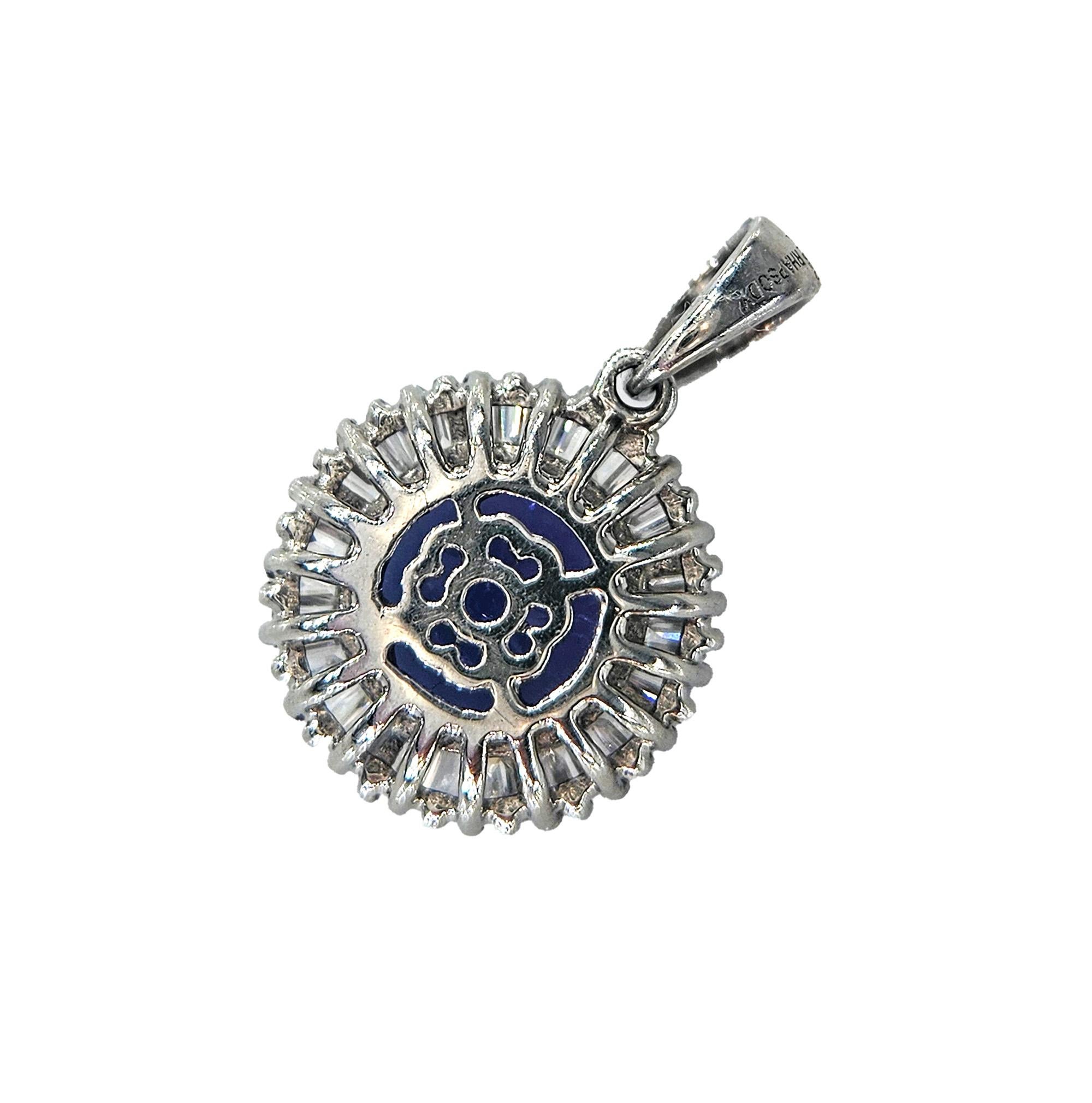 Rhapsody AAAA Round Tanzanite & E-F VS Baguettes Diamonds 3.20ctw PL Pendant en Bueno estado para la venta en New York, NY