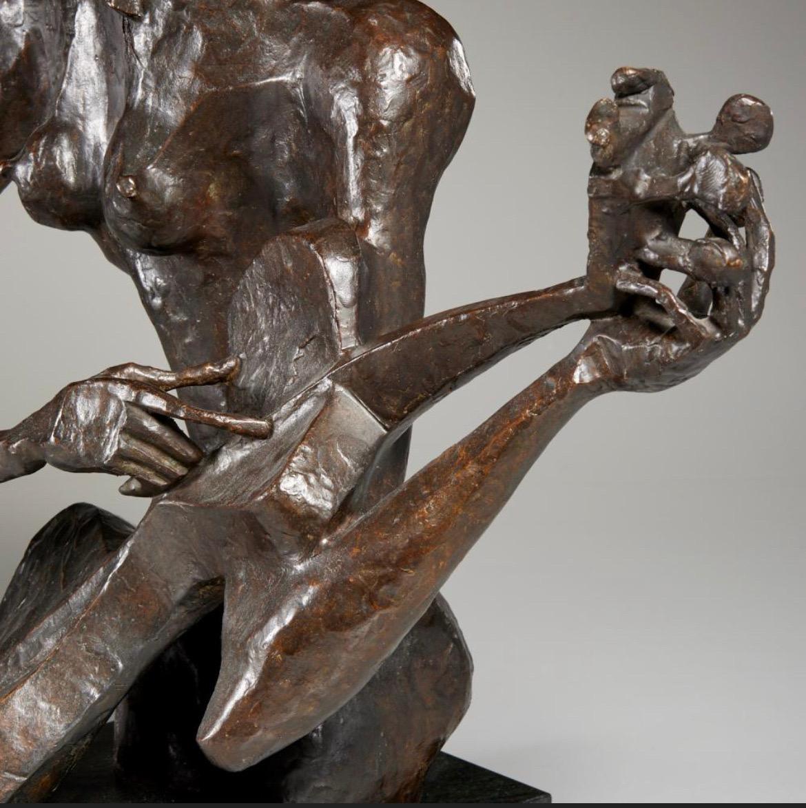 Sculpture en bronze d'un musicien par Nathaniel Kaz, signée et datée de 1952. Mesure 23