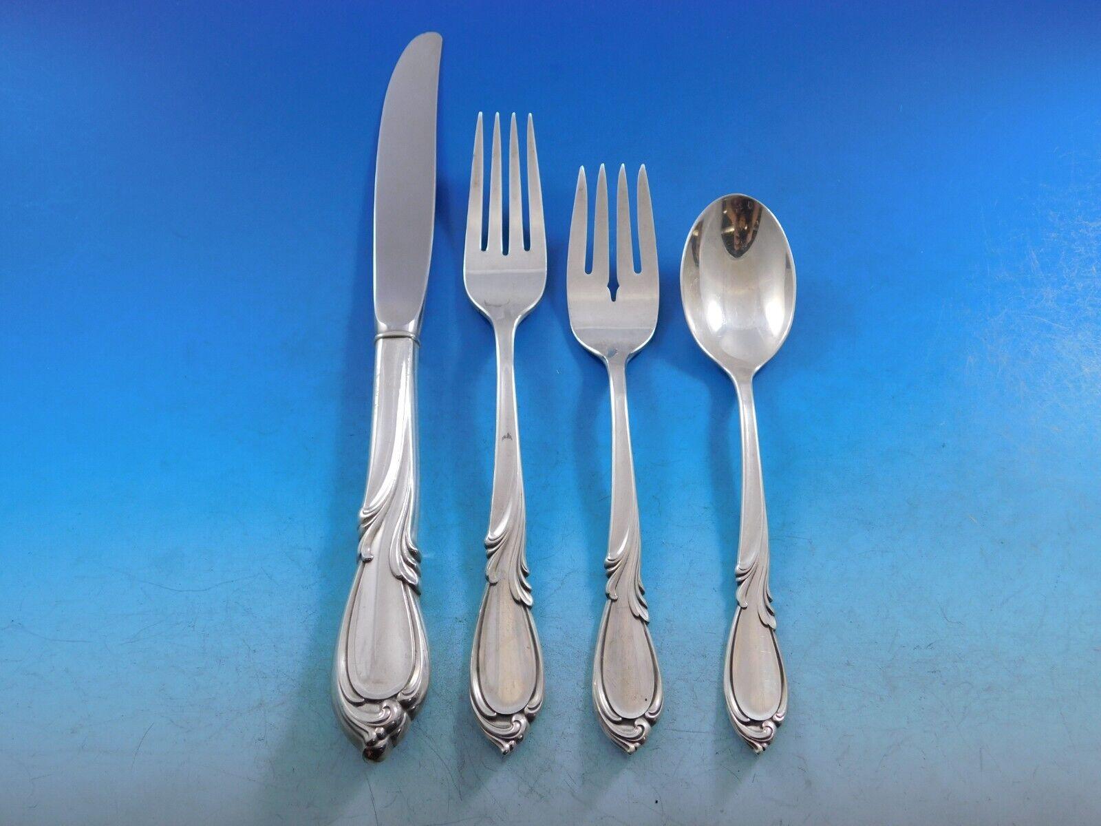 Rhapsody by International Sterling Silver Flatware Service for 12 Set 95 Pieces In Excellent Condition For Sale In Big Bend, WI