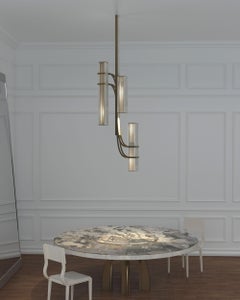 Rhapsody Cluster II Chandelier in Shagreen Quartz & Brass by Patrick Coard Paris