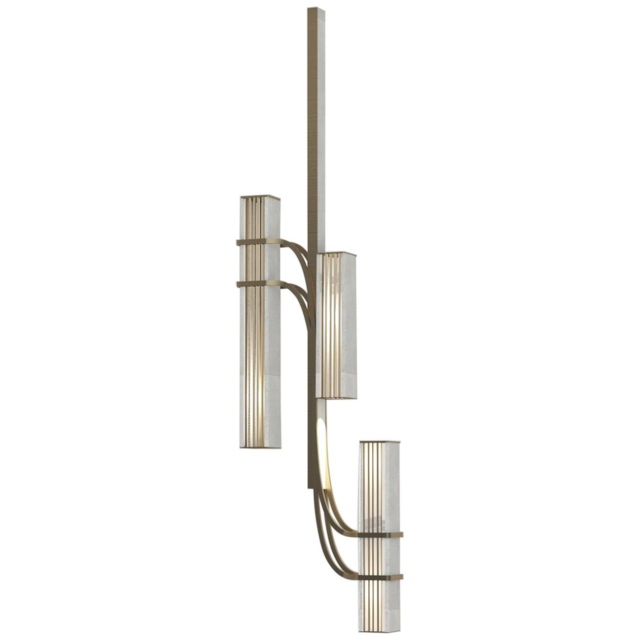 Rhapsody Cluster II Chandelier in Shagreen Quartz & Brass by Patrick Coard Paris For Sale