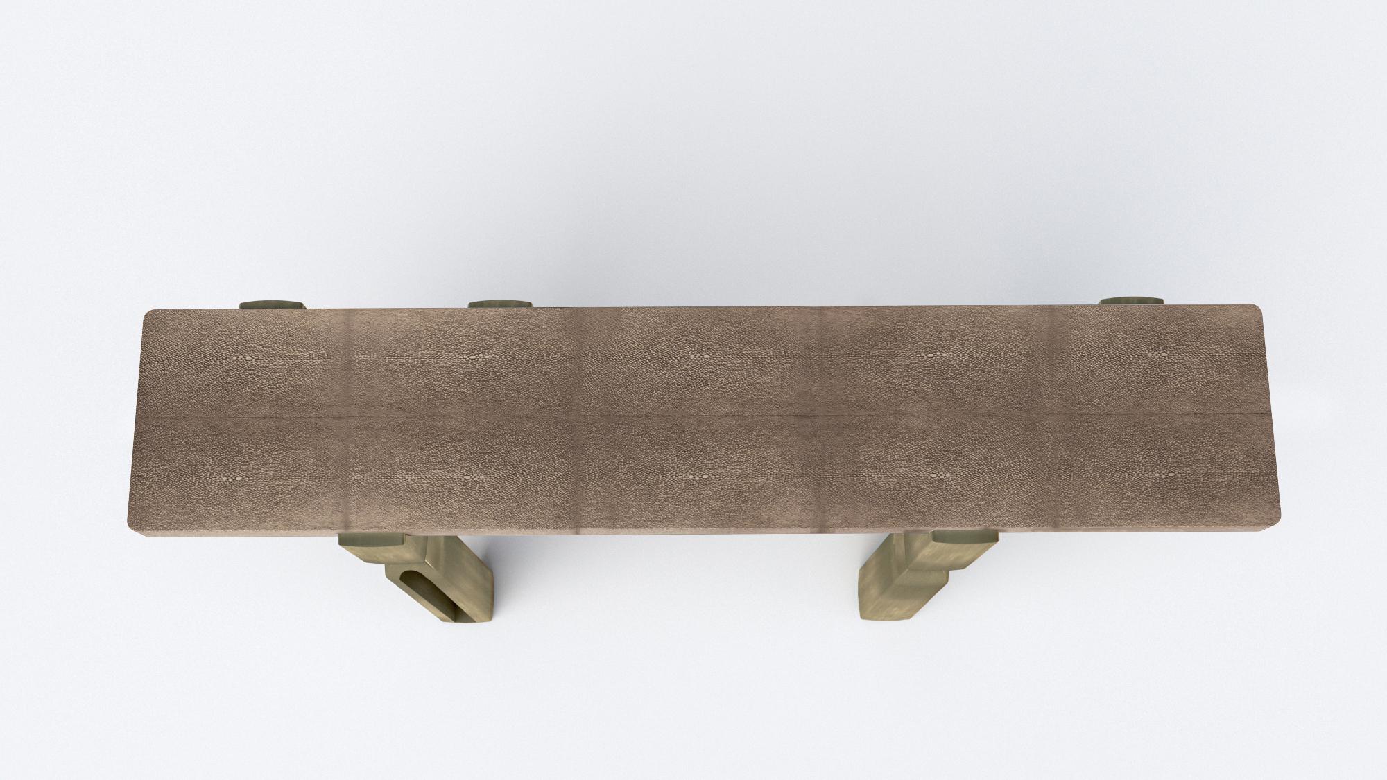 Contemporary Rhapsody Console in Cream Shagreen Bronze-Patina Brass by Kifu Paris For Sale