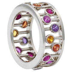 Rhapsody in Color Ring with Multicolored Sapphires and Rubies, 14k White Gold