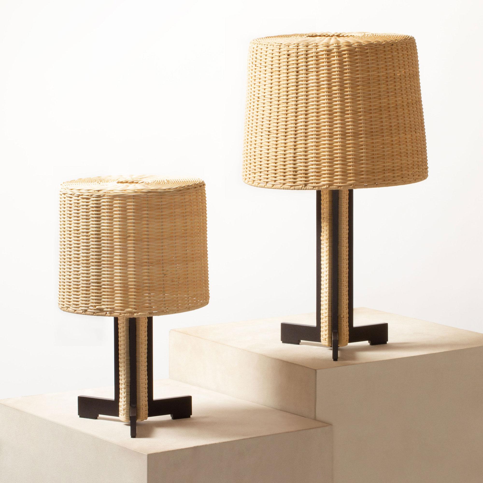 Modern Rhapsody Rattan Large Table Lamp by Stephane Parmentier x Giobagnara For Sale