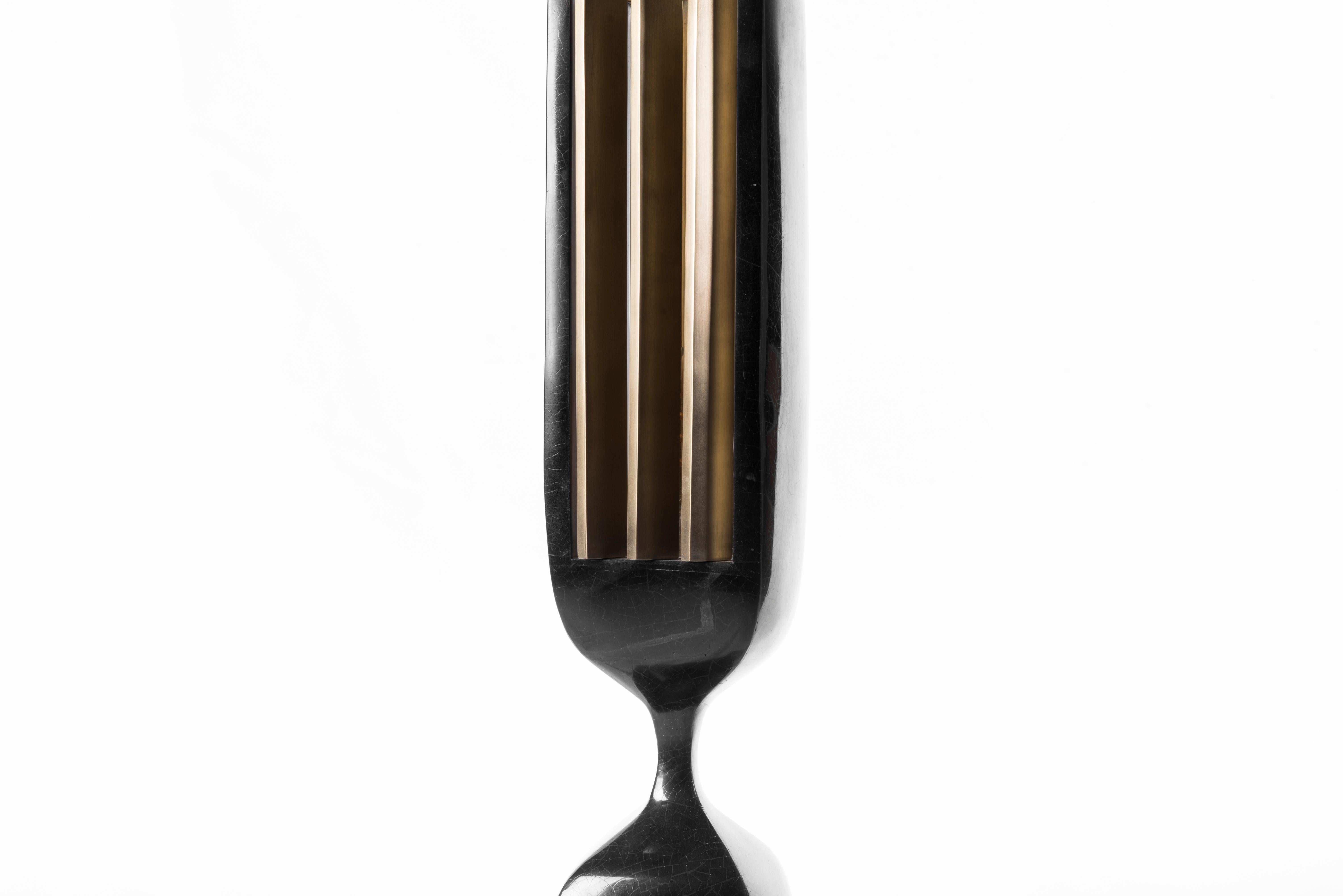 Rhapsody Table Lamp in Black Shell & Bronze-Patina Brass by Patrick Coard Paris For Sale 1