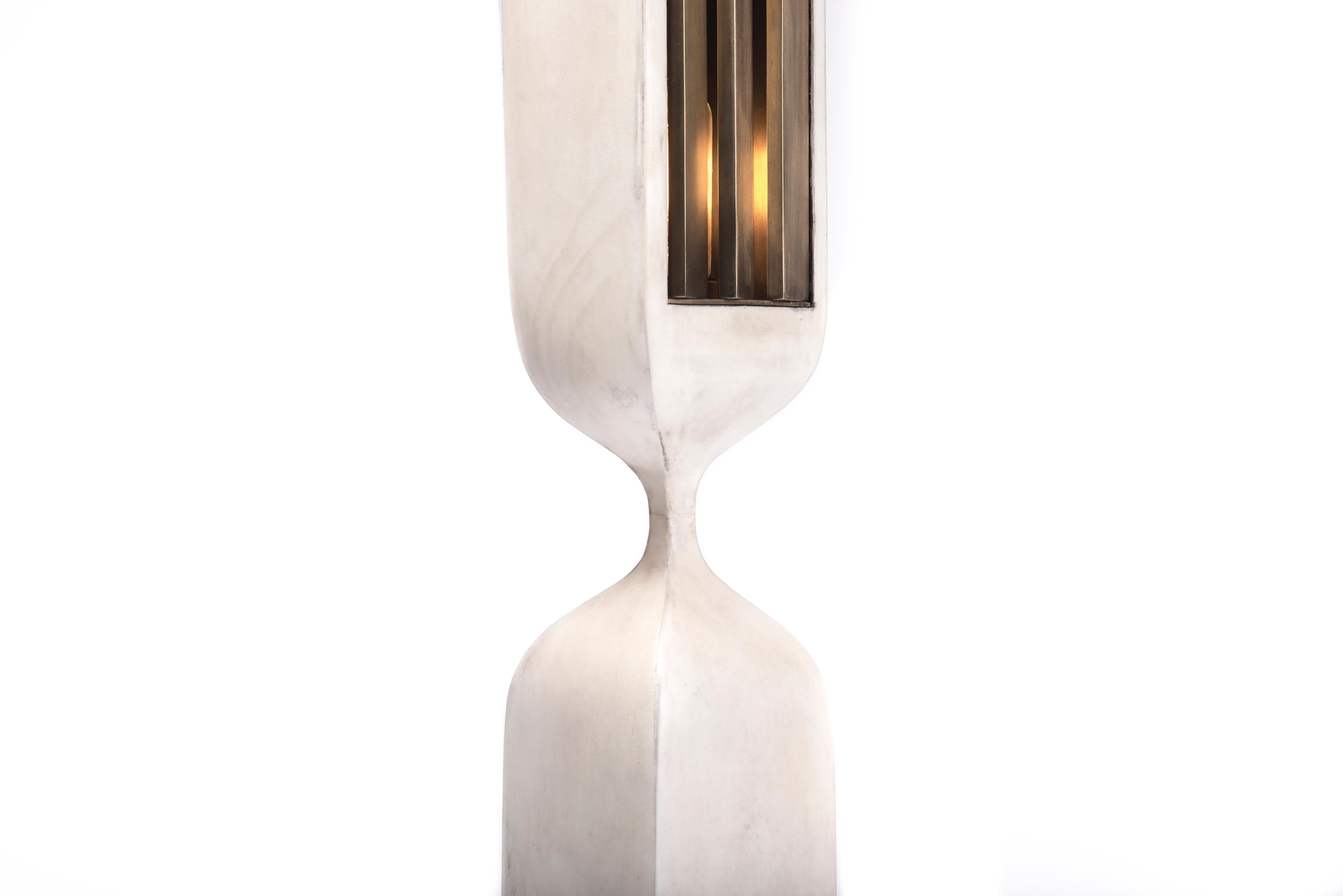 Art Deco Rhapsody Table Lamp in Parchment and Bronze-Patina Brass by Patrick Coard, Paris For Sale
