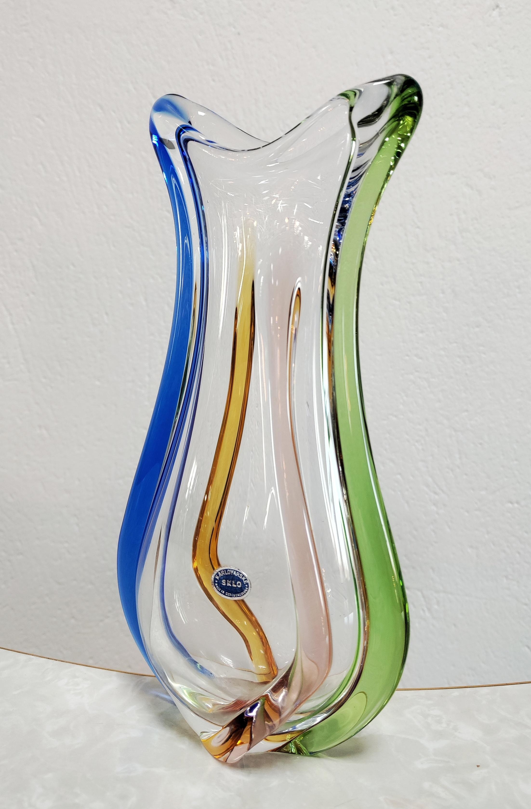 Art Glass Rhapsody Vase by František Zemek for SKLO Glass Factory, Czechosolovakia 1960s For Sale