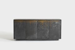 Rhea dresser in poplar wood and iron with brass finish by Matteo Cibic