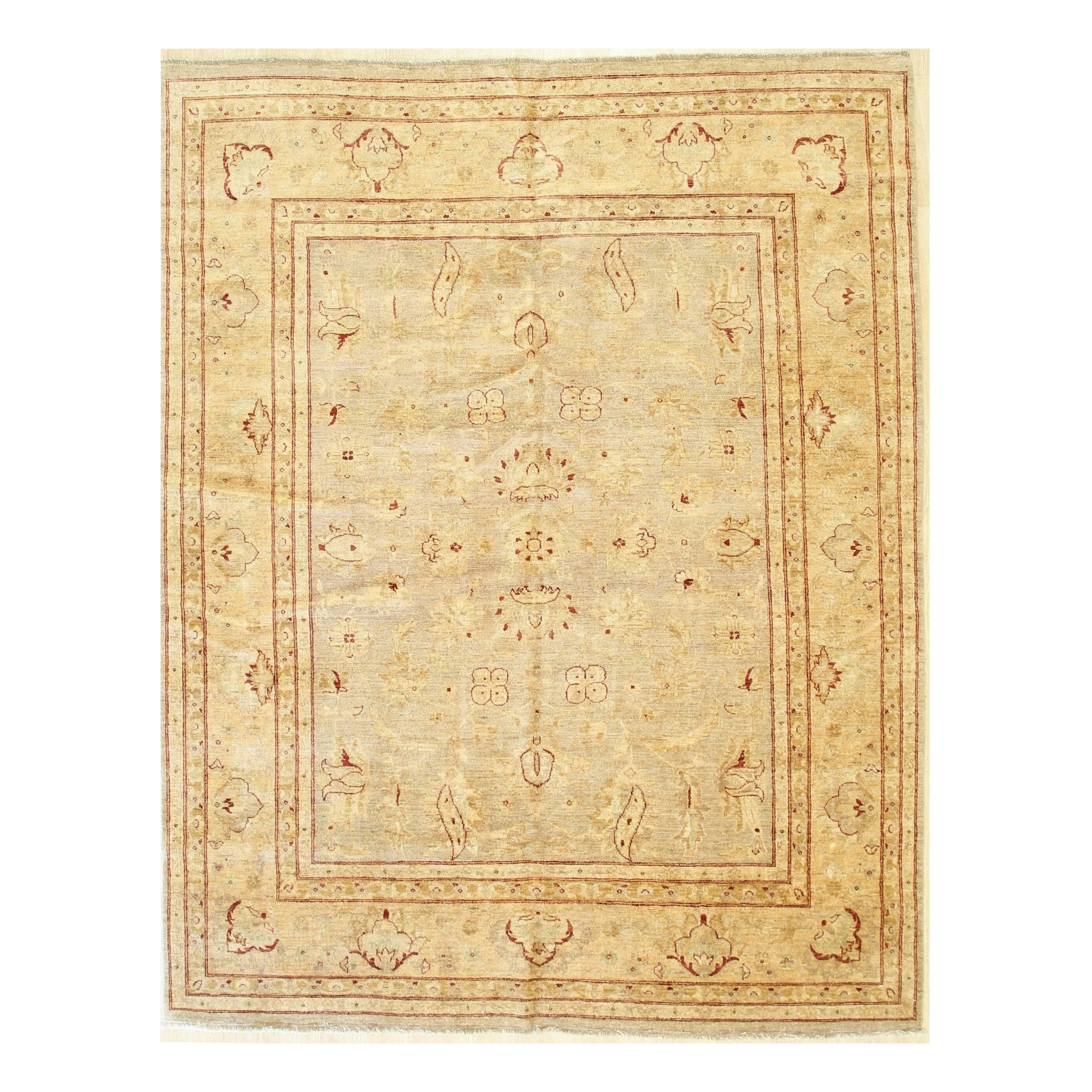 Rhea Traditional Multicolor Hand-Knotted Wool Rug Carpet, Subtle Floral Design For Sale