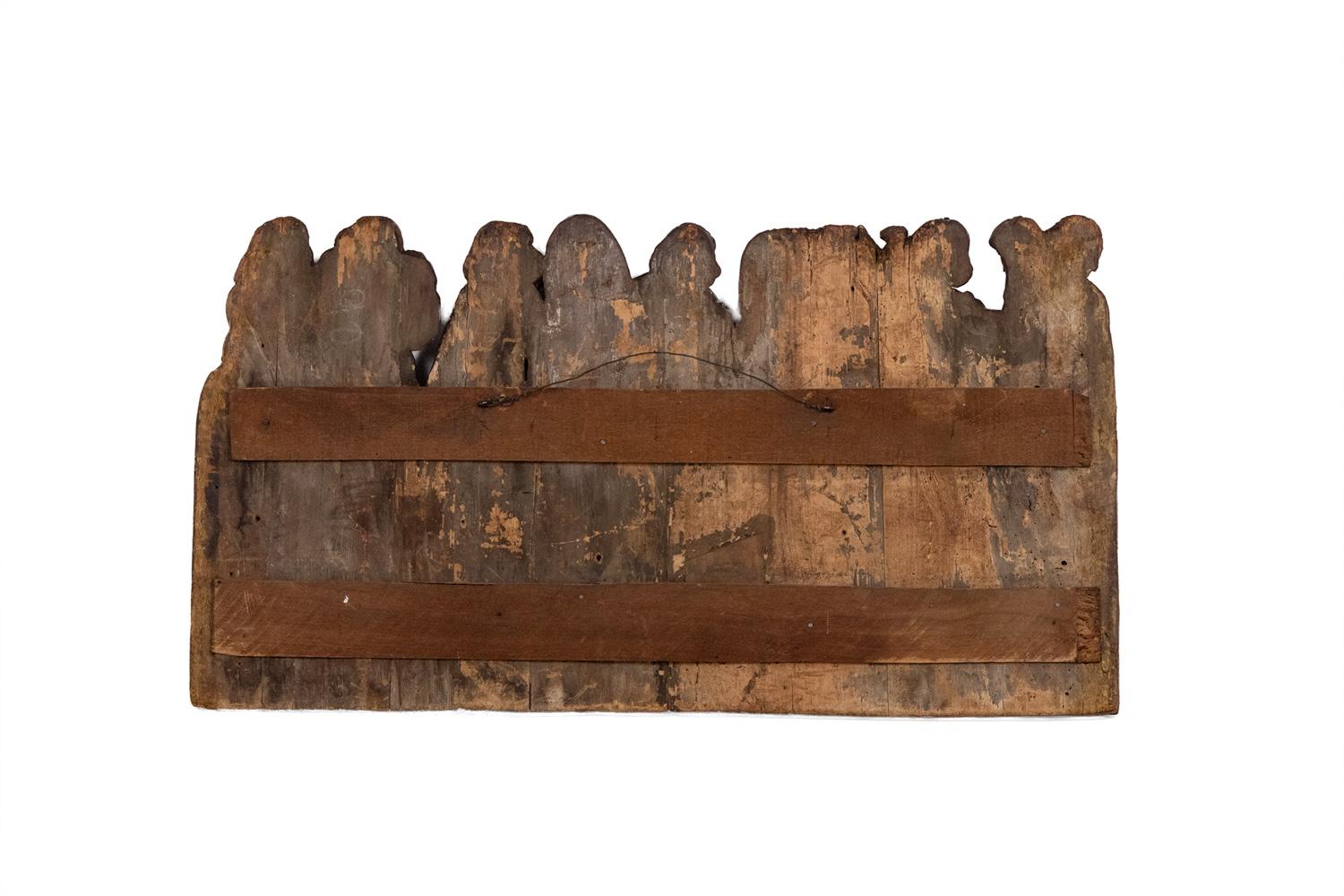 Rheinischer Altaraufsatz, Dormitio in Holz, geschnitzt im Flachrelief, 19. im Angebot 4