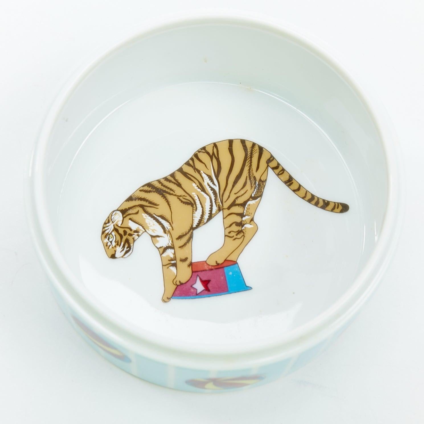 RHERMES Circus Round Box blue yellow white star balls porcelain container
Reference: KYCG/A00152
Brand: Hermes
Model: Circus Round Box
Material: Porcelain
Color: Blue, Yellow
Pattern: Striped
Lining: White 
Extra Details: Round box in porcelain
Made