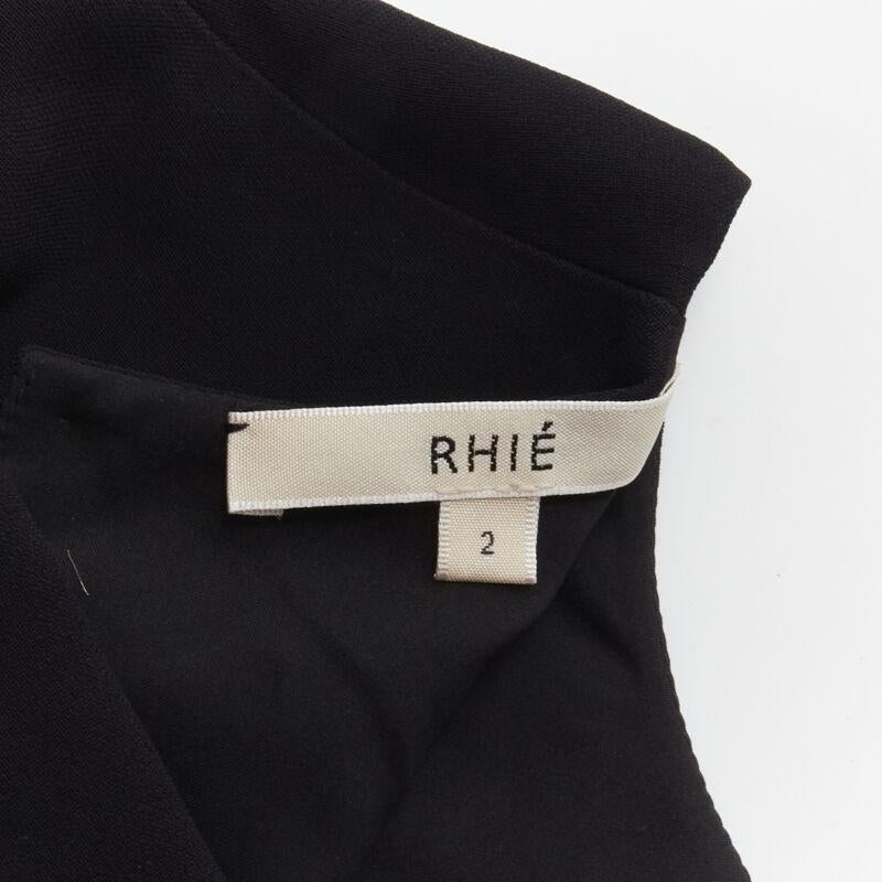 RHIE - top in velluto satinato nero con volant plissettato US2 S in vendita 4