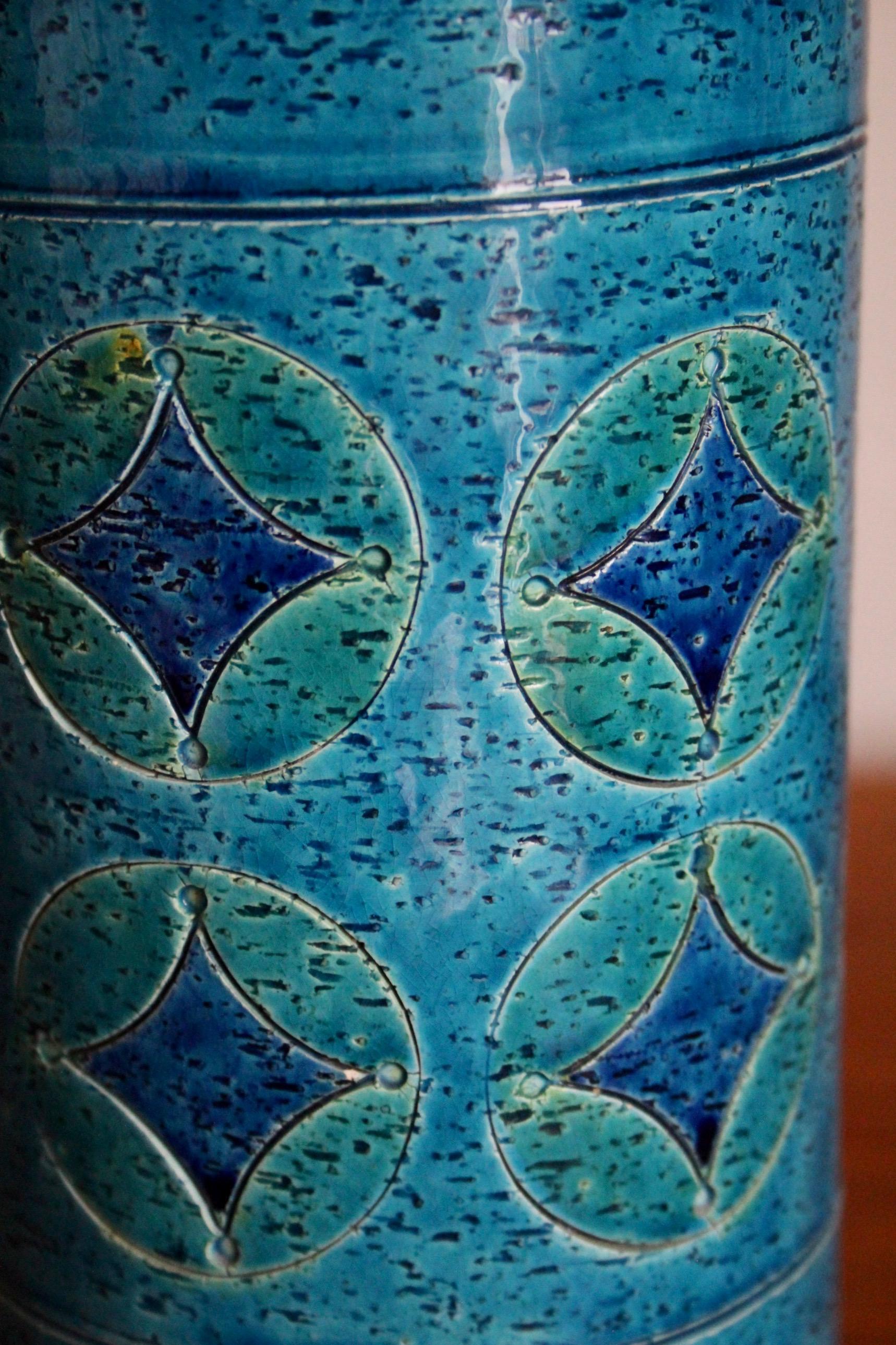 Milieu du XXe siècle Vase bleu Bitossi d'Aldo Londi Italie années 60 en vente