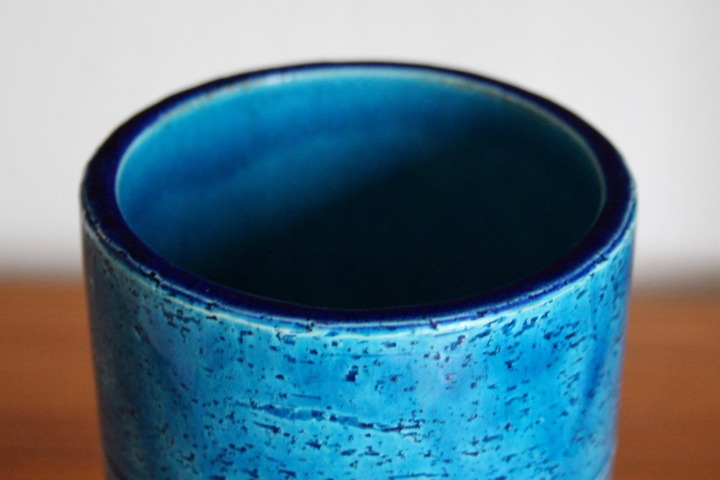 Céramique Vase bleu Bitossi d'Aldo Londi Italie années 60 en vente
