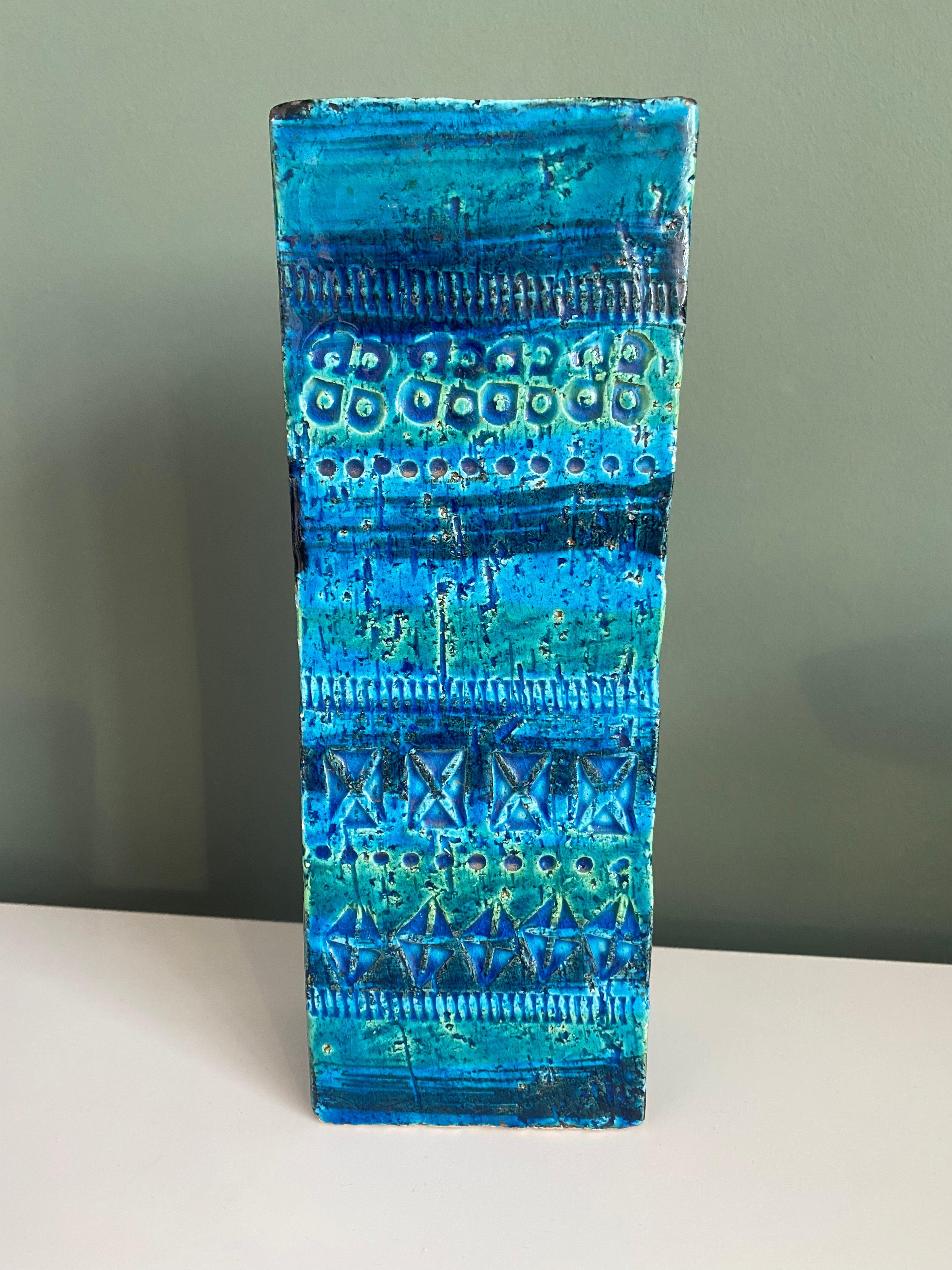 Ceramic Rhimini Blue Bitossi Vase by Aldo Londi Italy 60‘s For Sale
