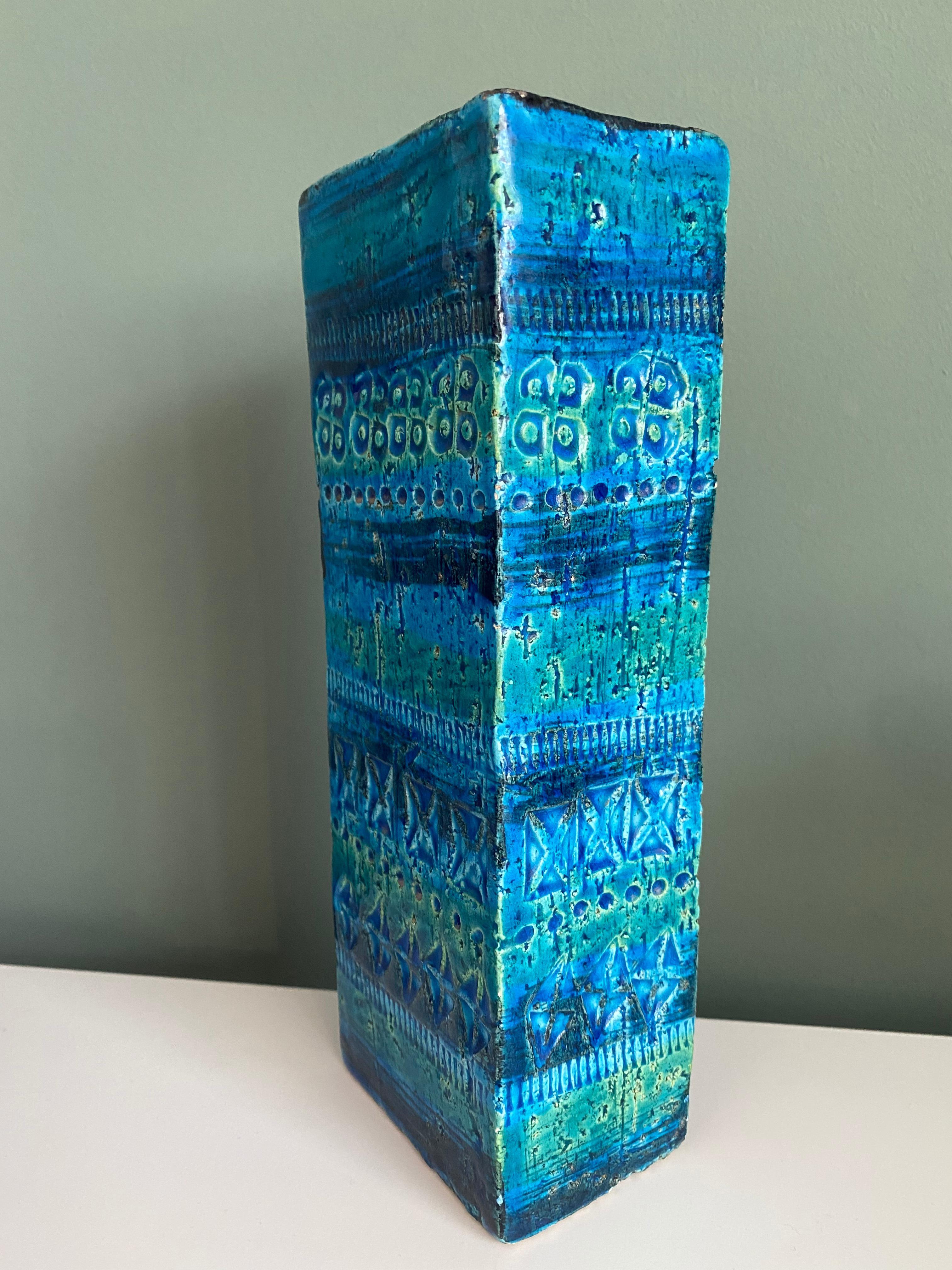 Rhimini Blaue Bitossi-Vase von Aldo Londi, Italien, 60er Jahre im Angebot 1