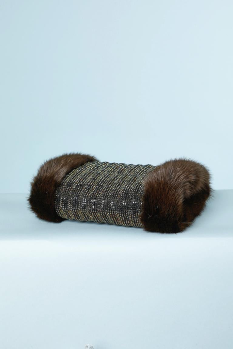 Rhinestone and mink muff with rhinestone strap Daniel Swarovski For Sale 1