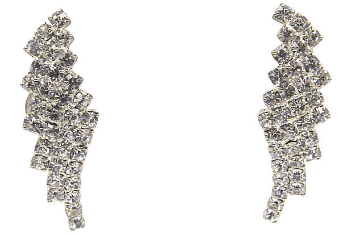 Rhinestone statement necklace with matching post-back earrings. Earrings: 2