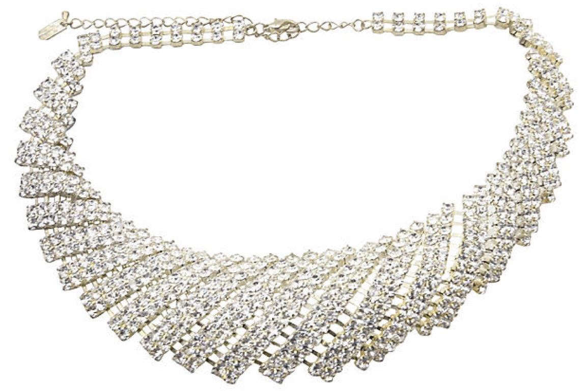 Women's Rhinestone Bib Cocktail Statement Necklace and Earrings For Sale