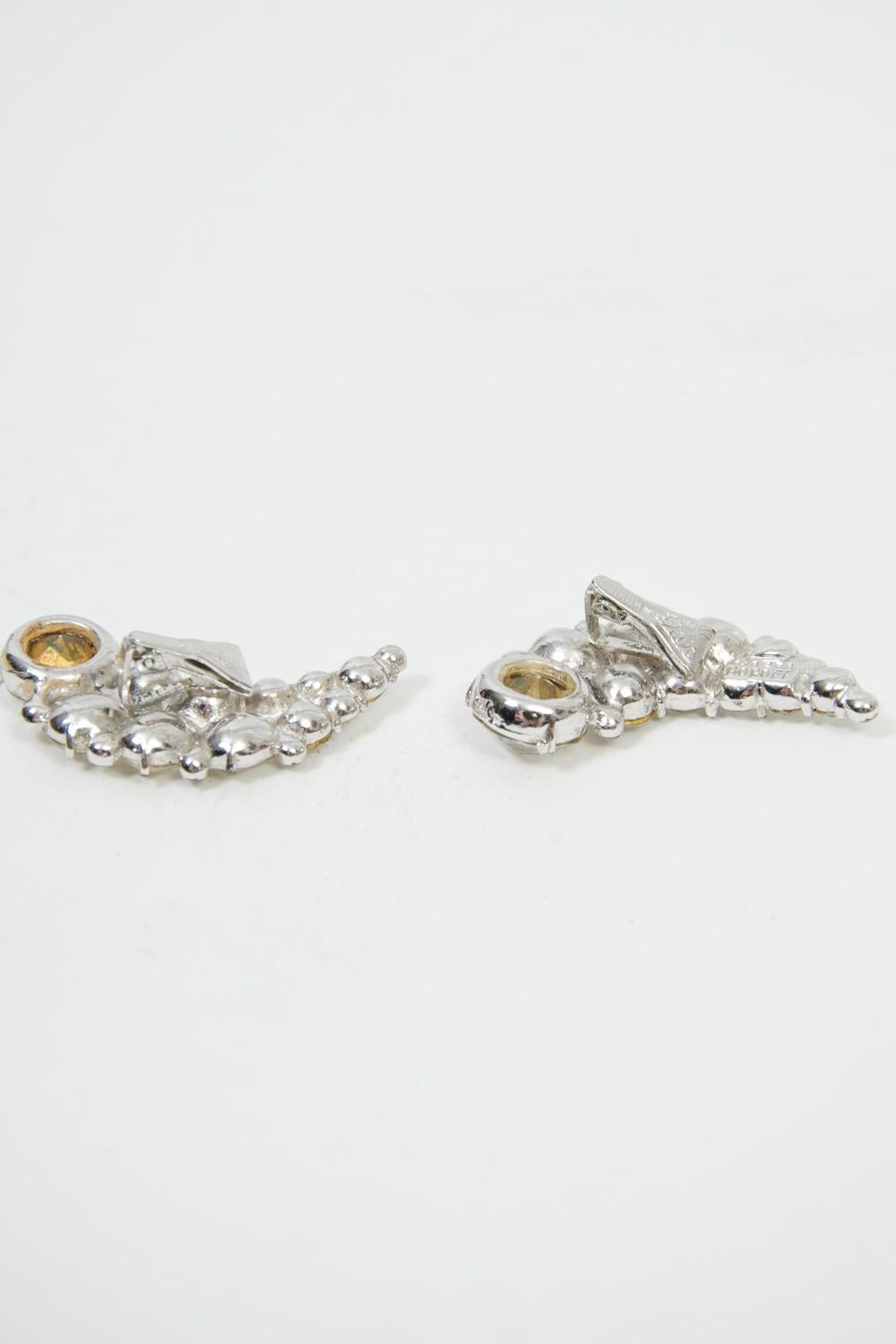 Rhinestone Crescent Earrings For Sale 1