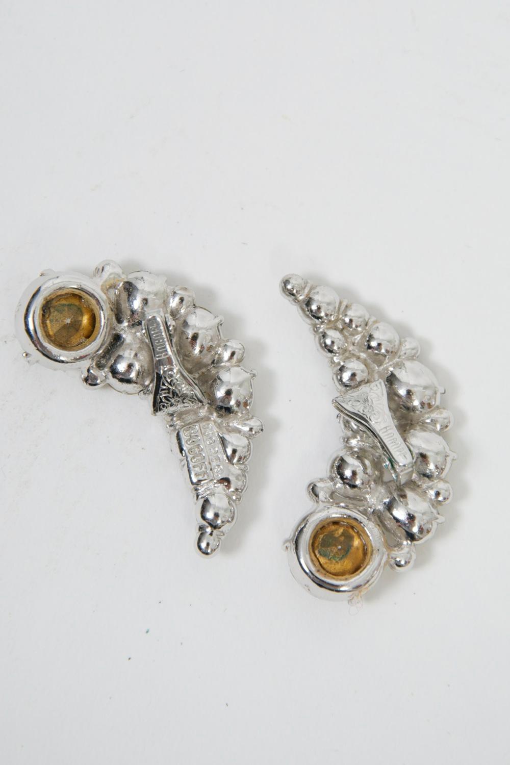Rhinestone Crescent Earrings For Sale 4