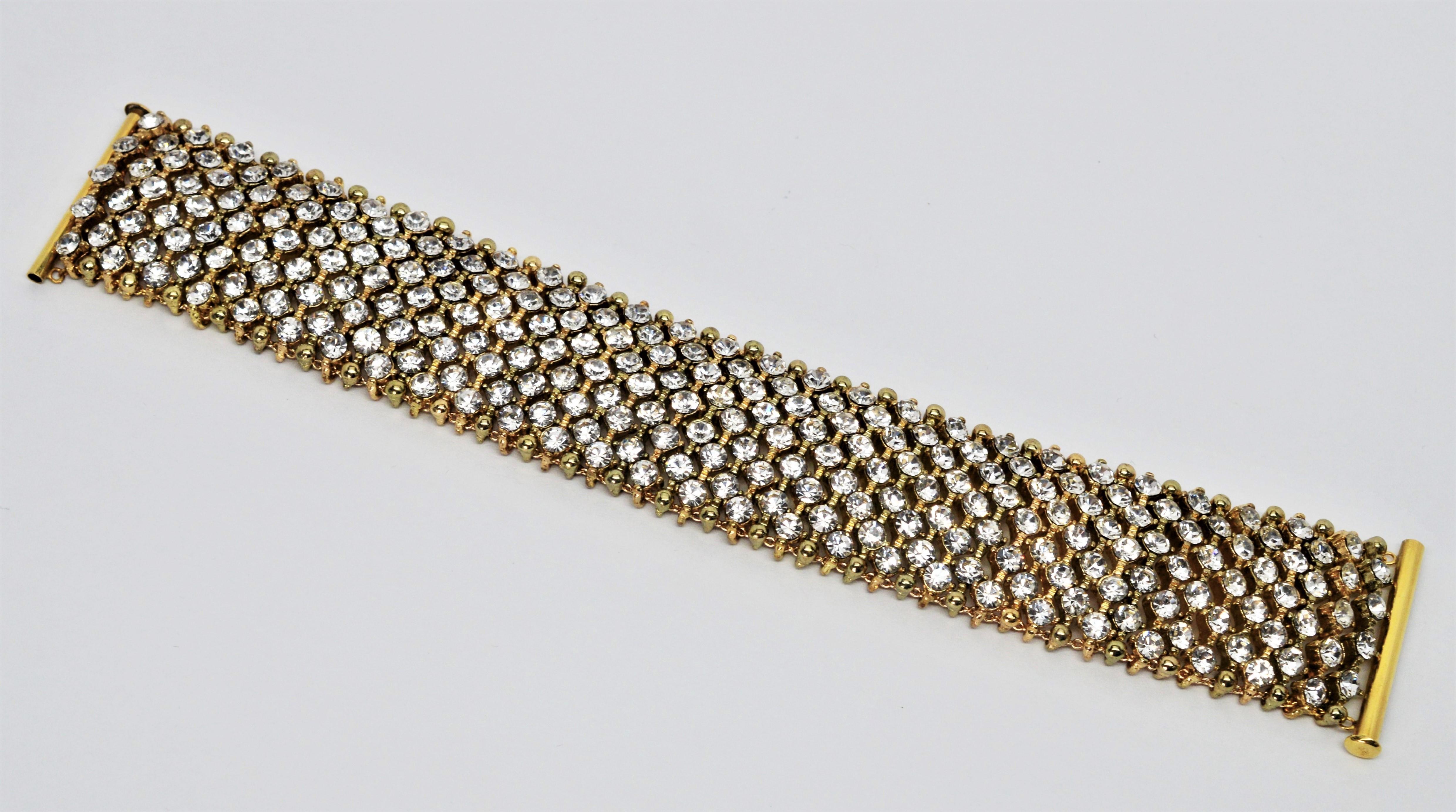 Women's Rhinestone Crystal Costume Jeweled Link Bracelet For Sale