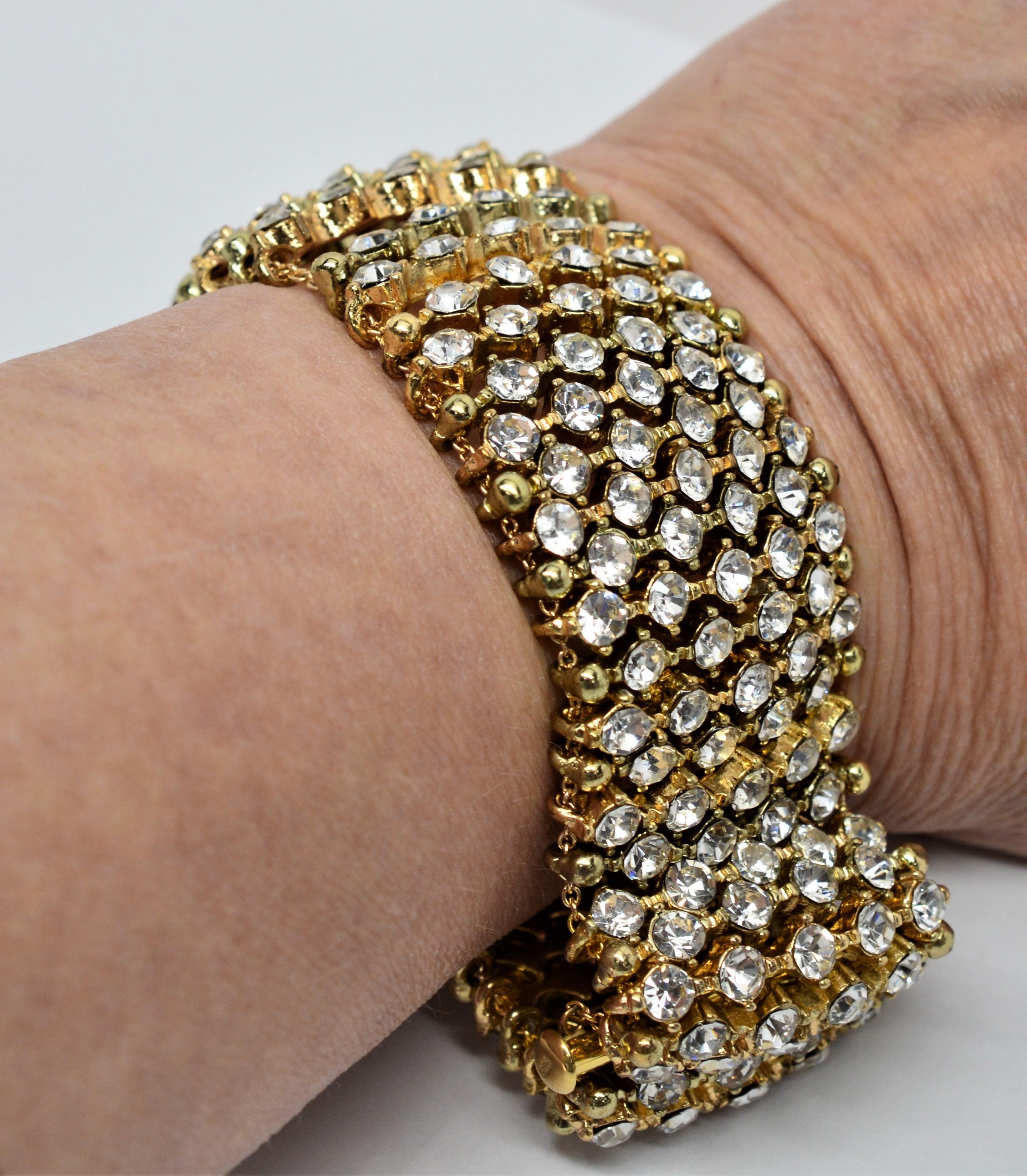 Rhinestone Crystal Costume Jeweled Link Bracelet For Sale 1