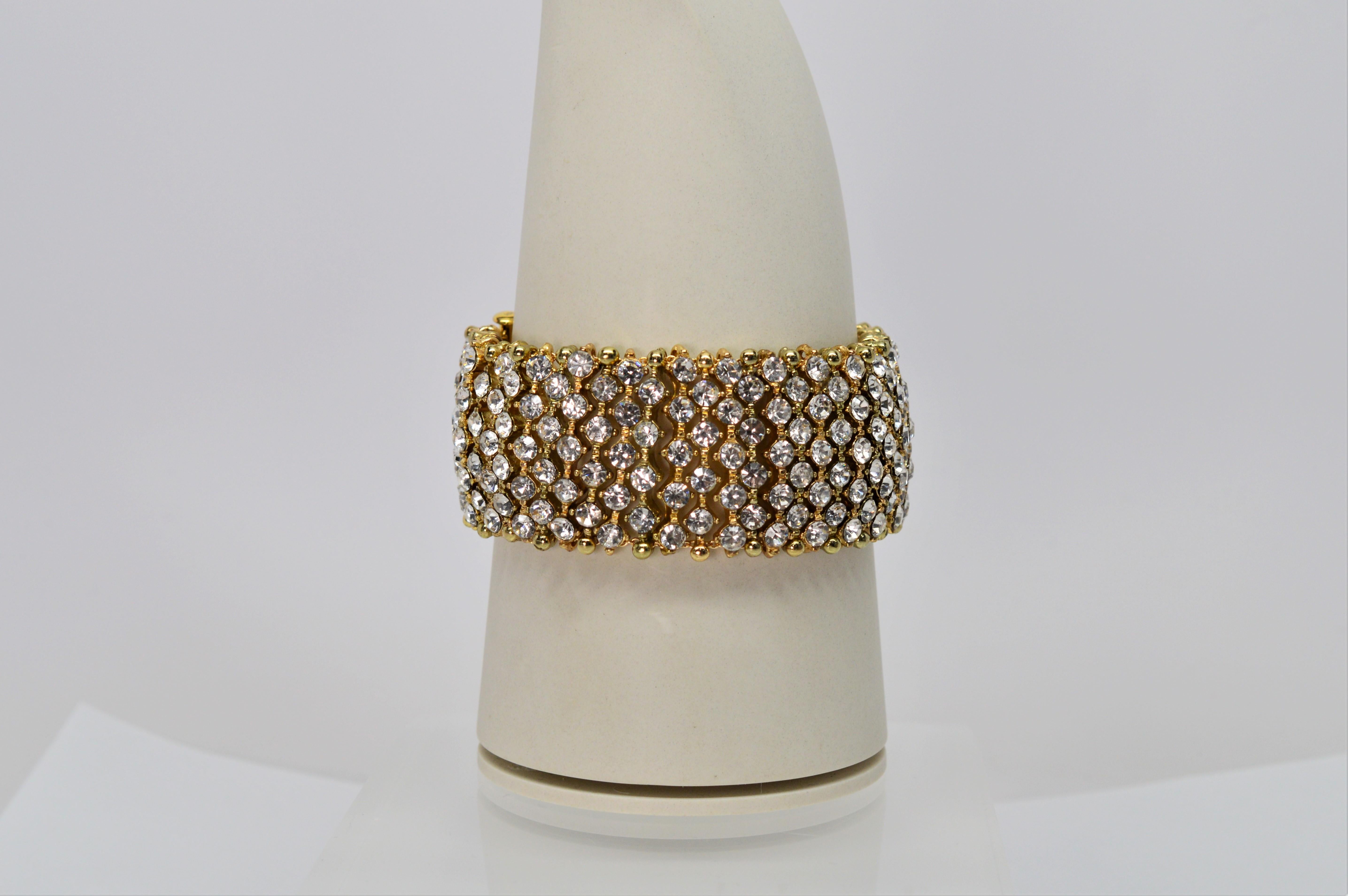 Rhinestone Crystal Costume Jeweled Link Bracelet For Sale 2