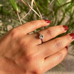 Cubic Zirconia and Smoky Quartz Halo Everyday Ring for Her in Sterling Silver