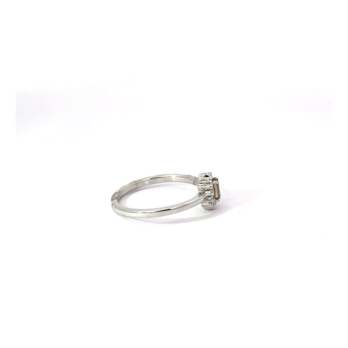For Sale:  Rhinestone CZ and Smoky Quartz Halo Wedding Ring for Her in 925 Sterling Silver 5