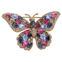 Rhinestone Encrusted Butterfly Brooch