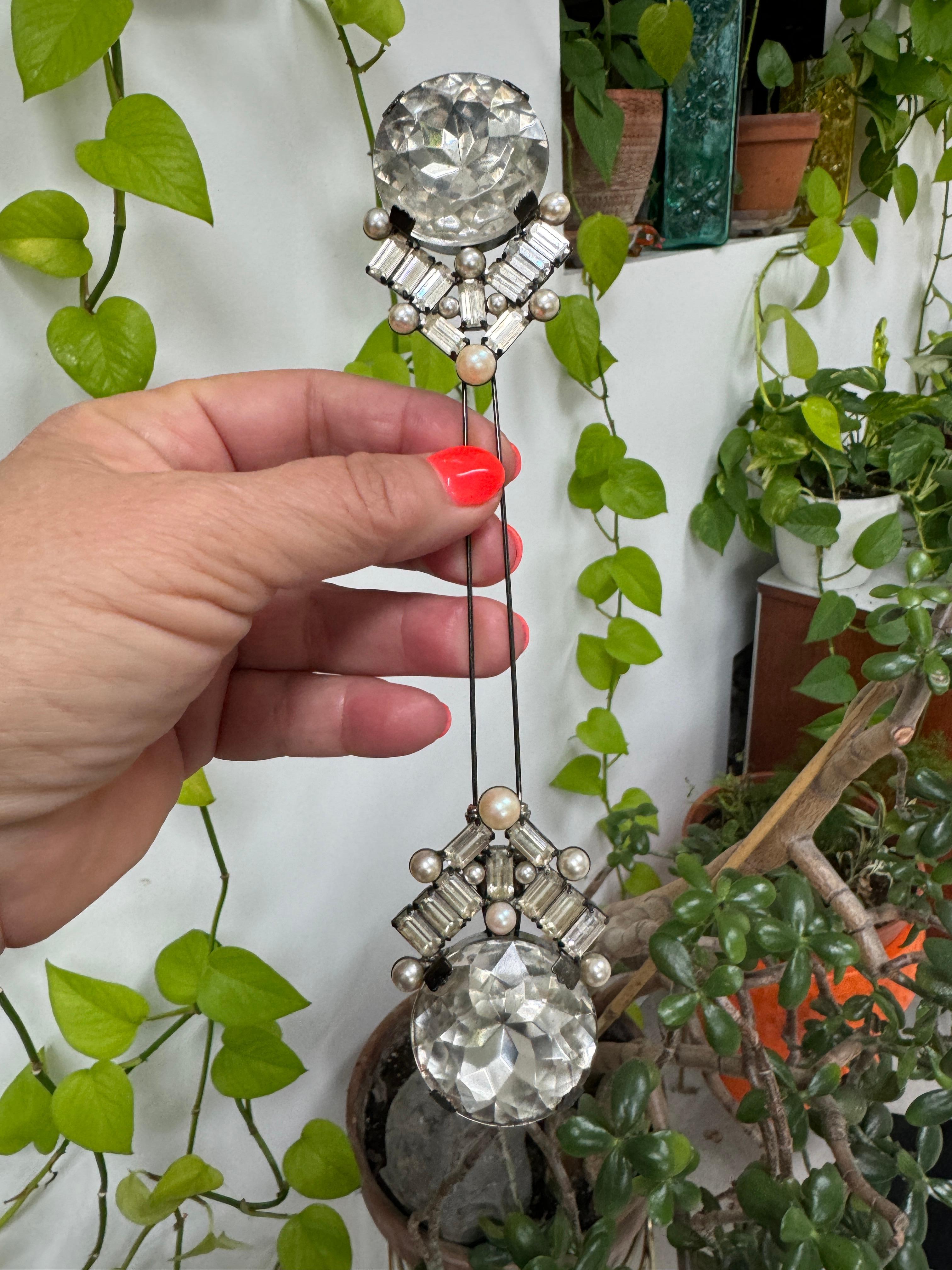 Épingle à chapeau en strass des années 1940, surdimensionnée en vente 6