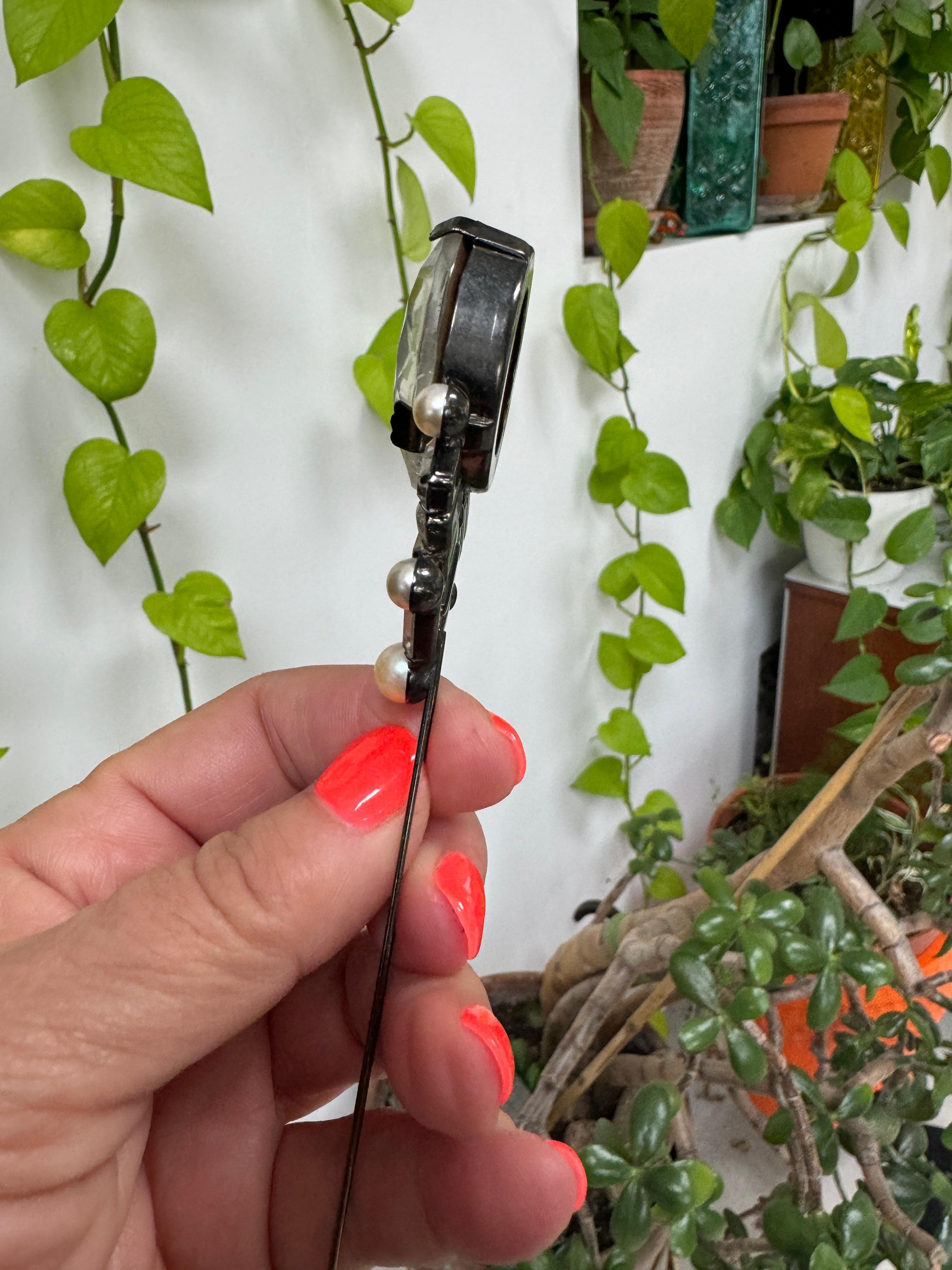 Épingle à chapeau en strass des années 1940, surdimensionnée en vente 9