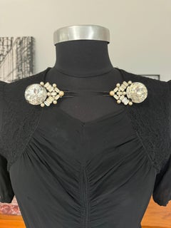 Rhinestone Hat Coat Pin, 1940s Oversized Brooch