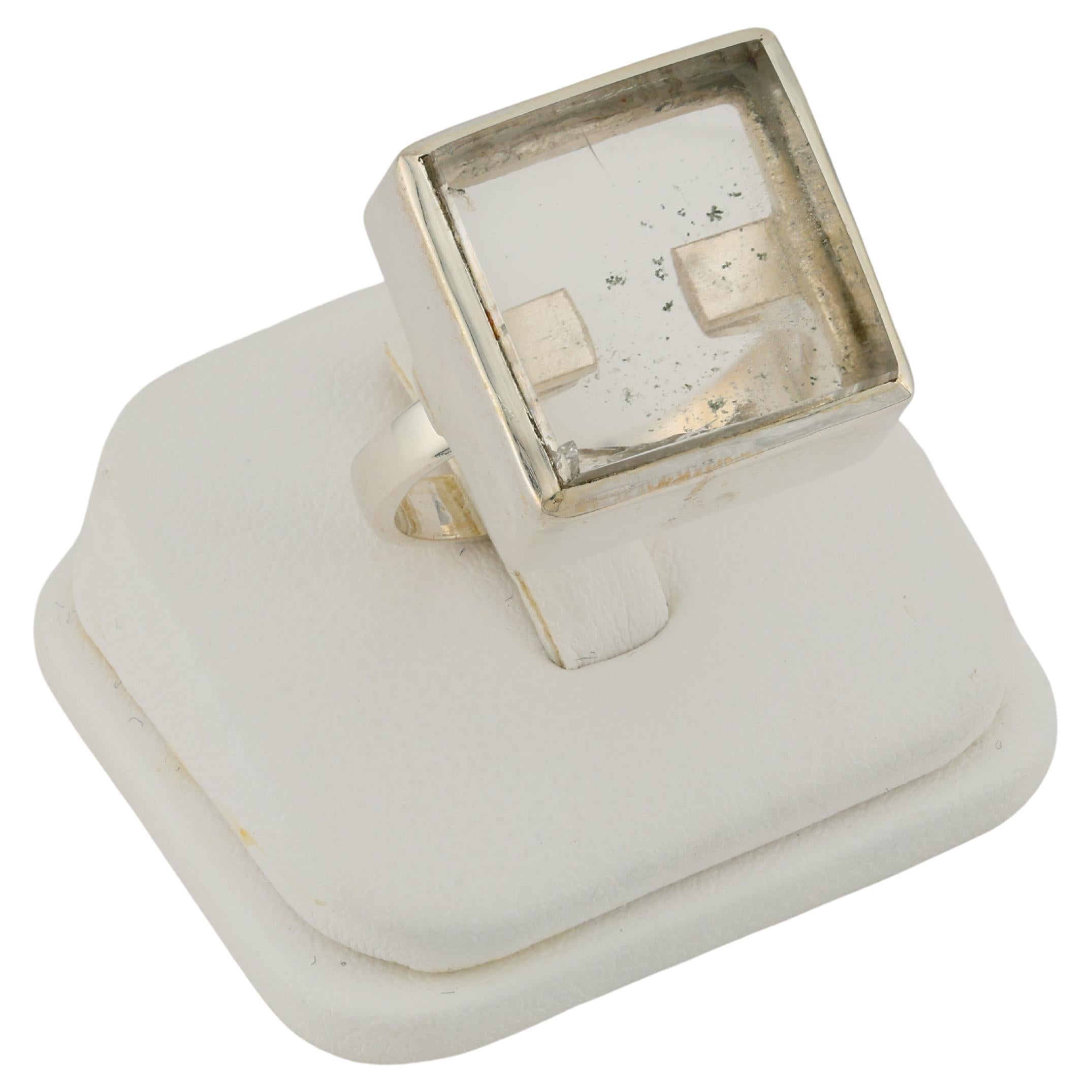 Rhinestone iced quartz signet ring For Sale
