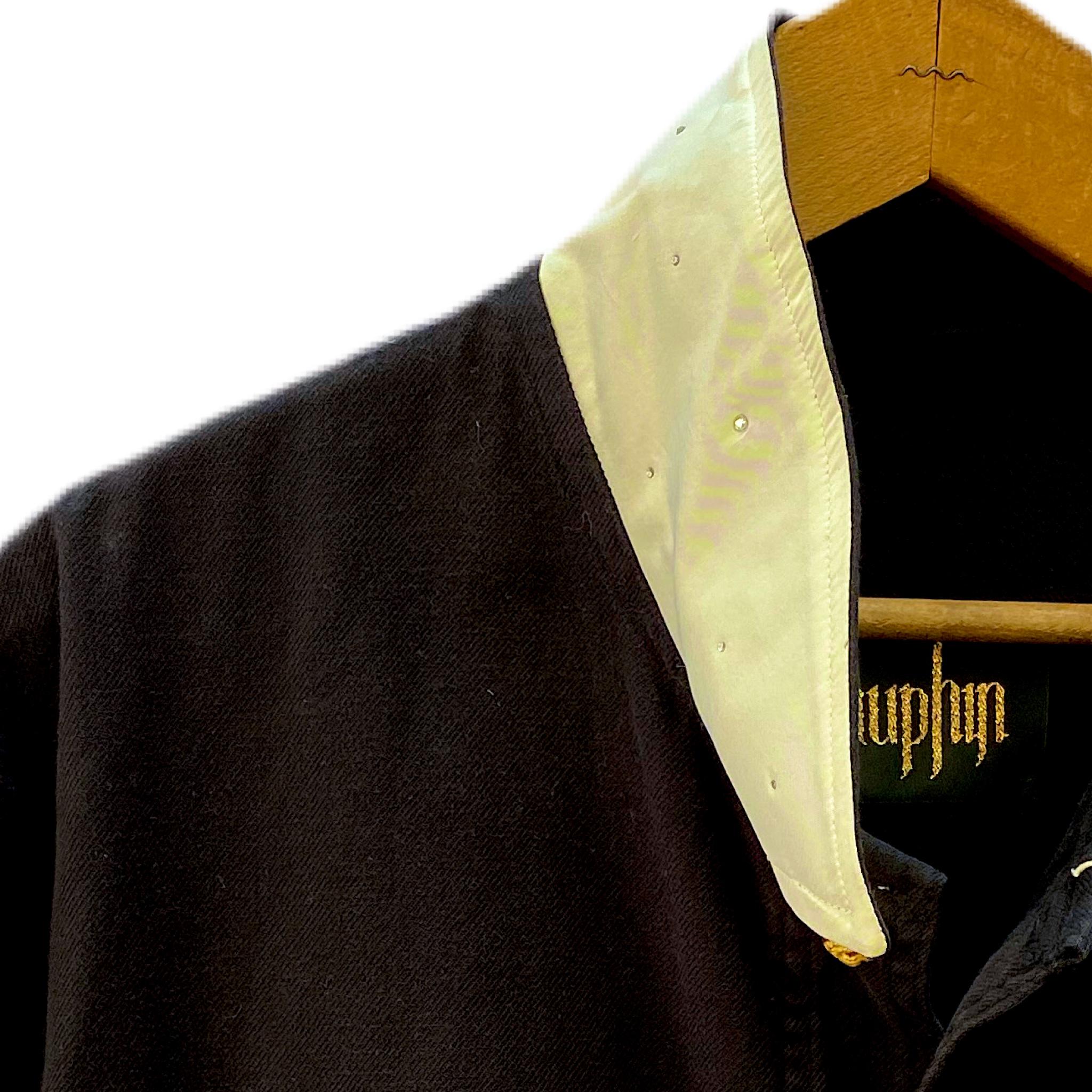 Rhinestone Jacket Black French Work Wear White Silk Embellished J Dauphin 1