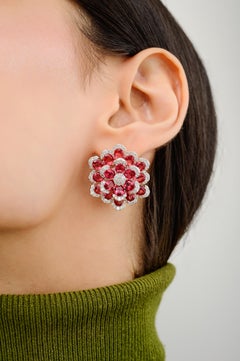 Orecchini a perno con fiore di zircone Redcolor in argento 925 per lei