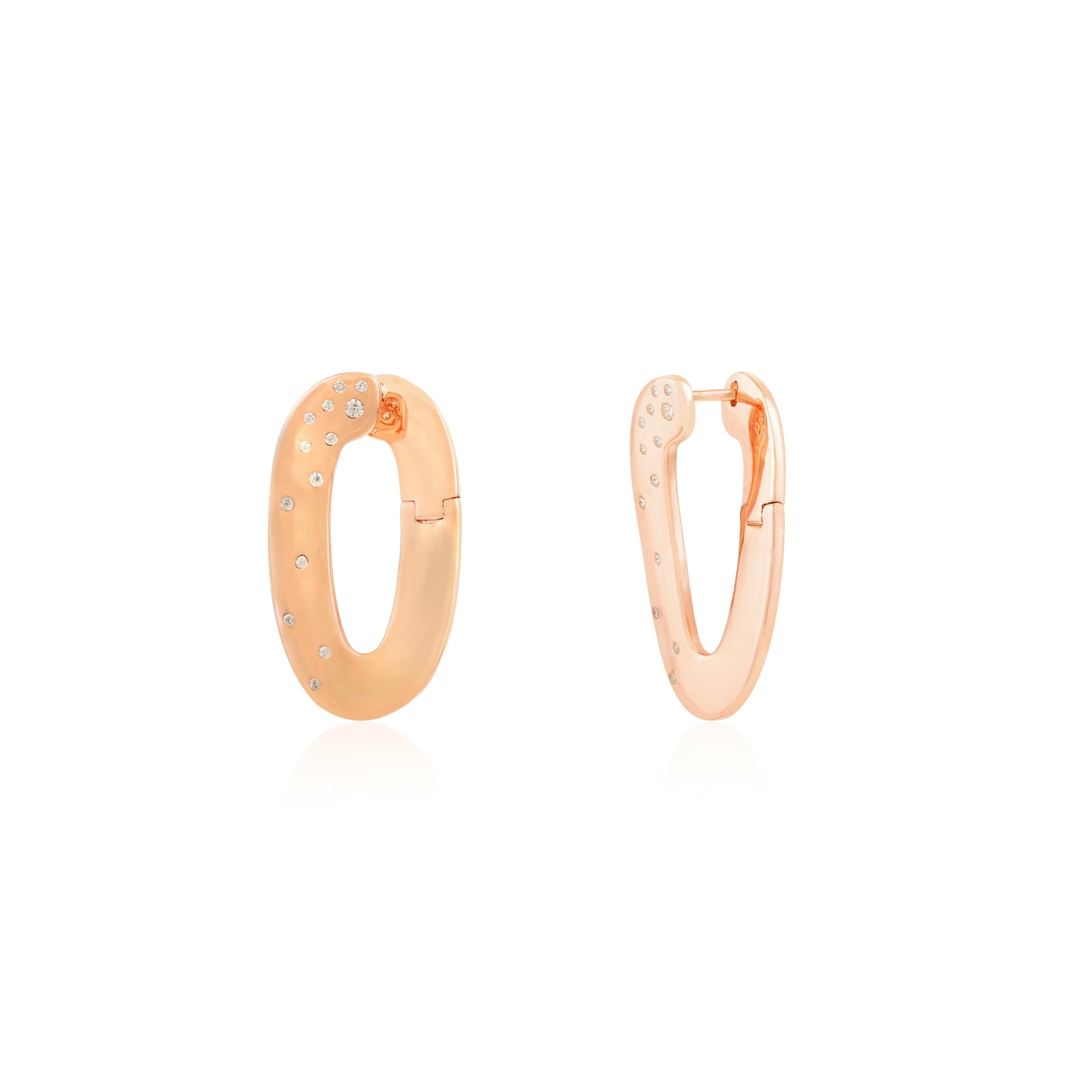 Art Déco Orecchini ovali con strass in oro rosa in argento 925 A. Silver in vendita
