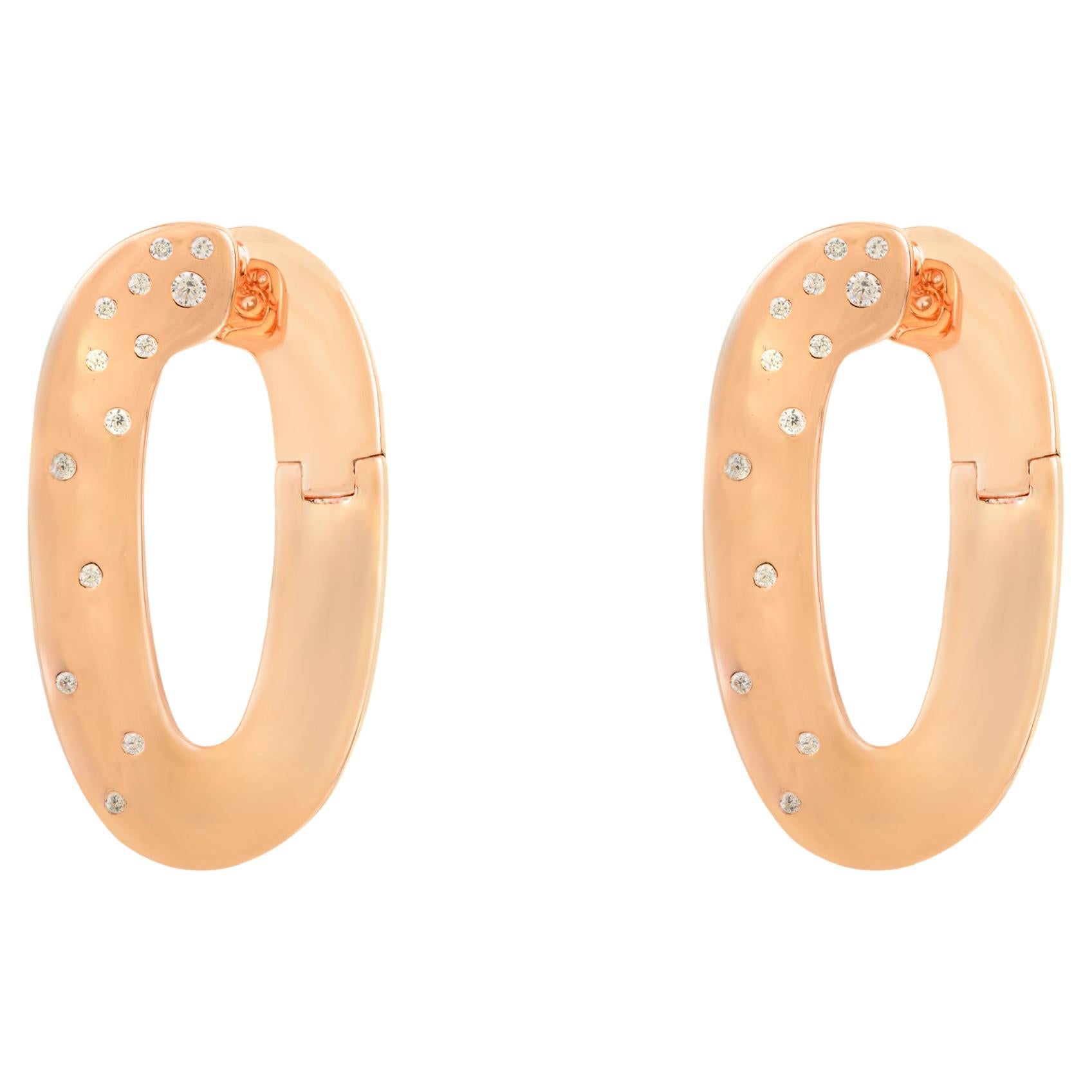 Orecchini ovali con strass in oro rosa in argento 925 A. Silver in vendita