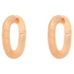 Boucles d'oreilles ovales en argent 925 avec strass et or rose