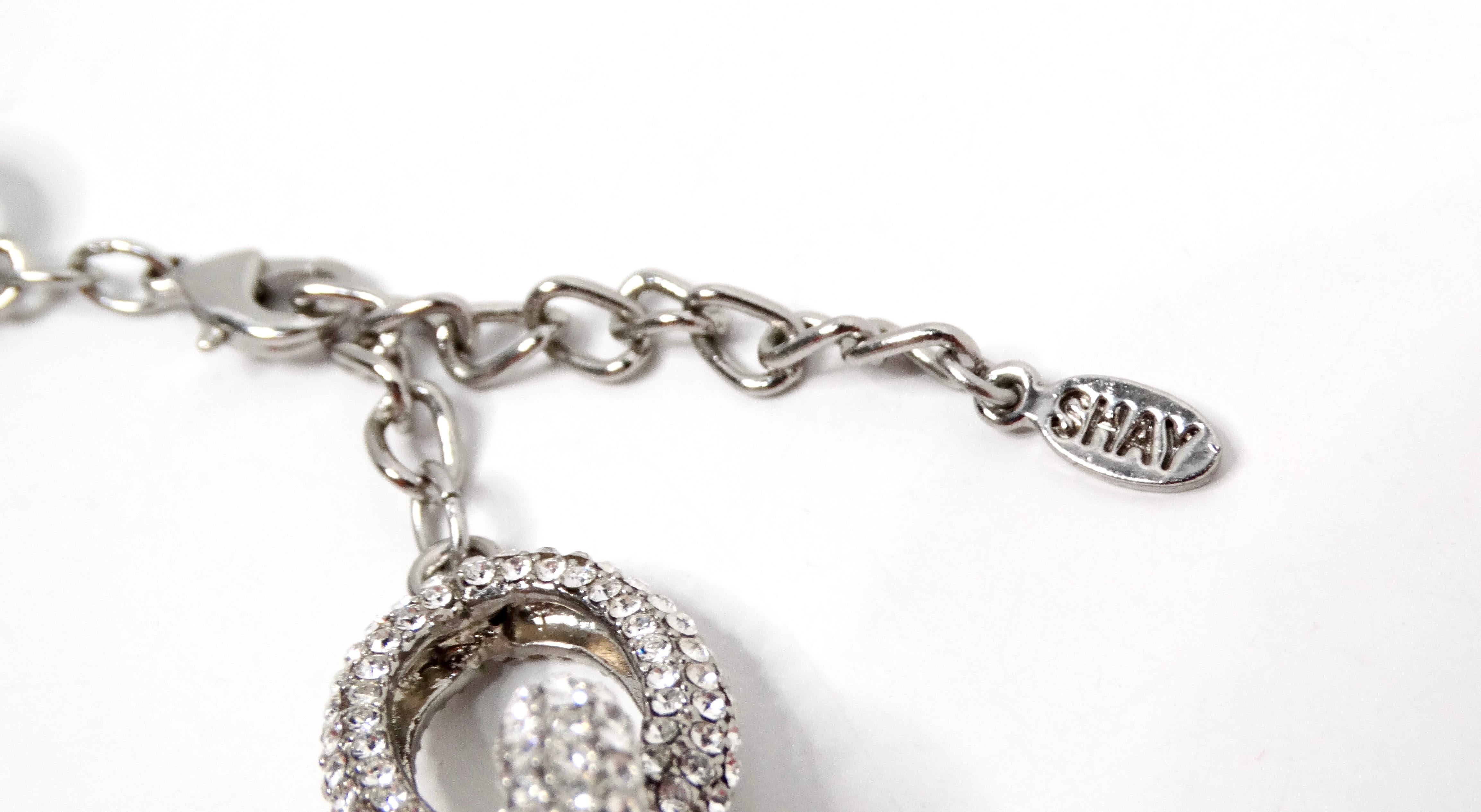 Collana girocollo con strass in argento e catena a maglie larghe in vendita 1