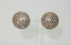 Rhinestone Sphere Clip On Earrings, C.1980