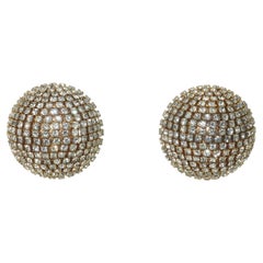 Rhinestone Sphere Clip On Earrings, C.1980 