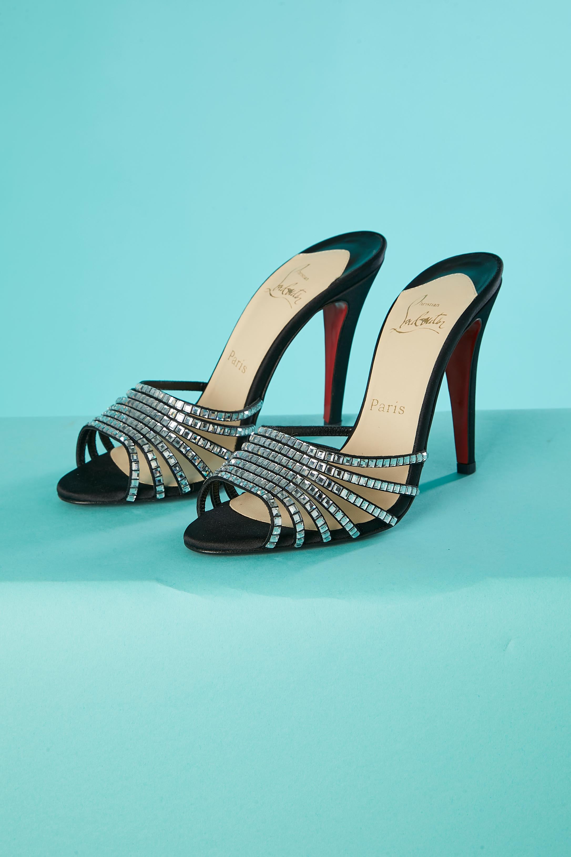 Black Rhinestone straps mule Christian Louboutin