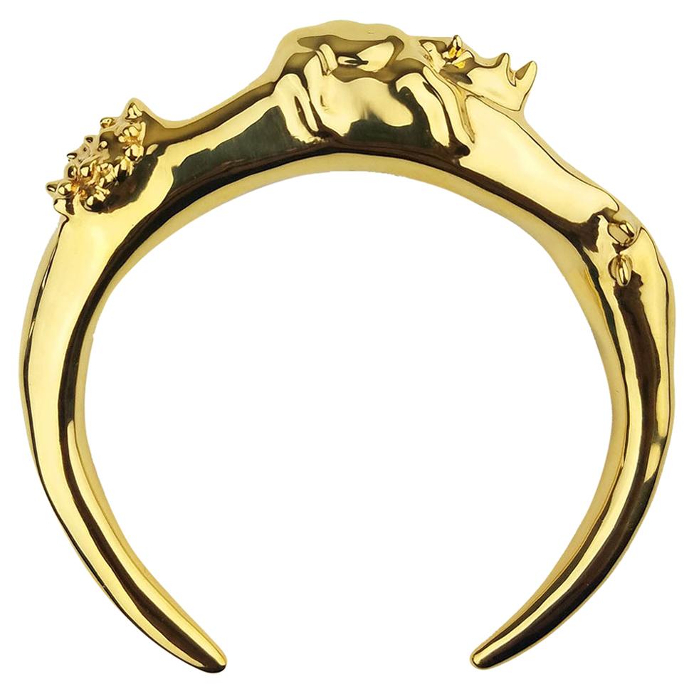 Pieces NewYorkCity 18k Solid Gold over Brass Rhino Bracelet For Sale